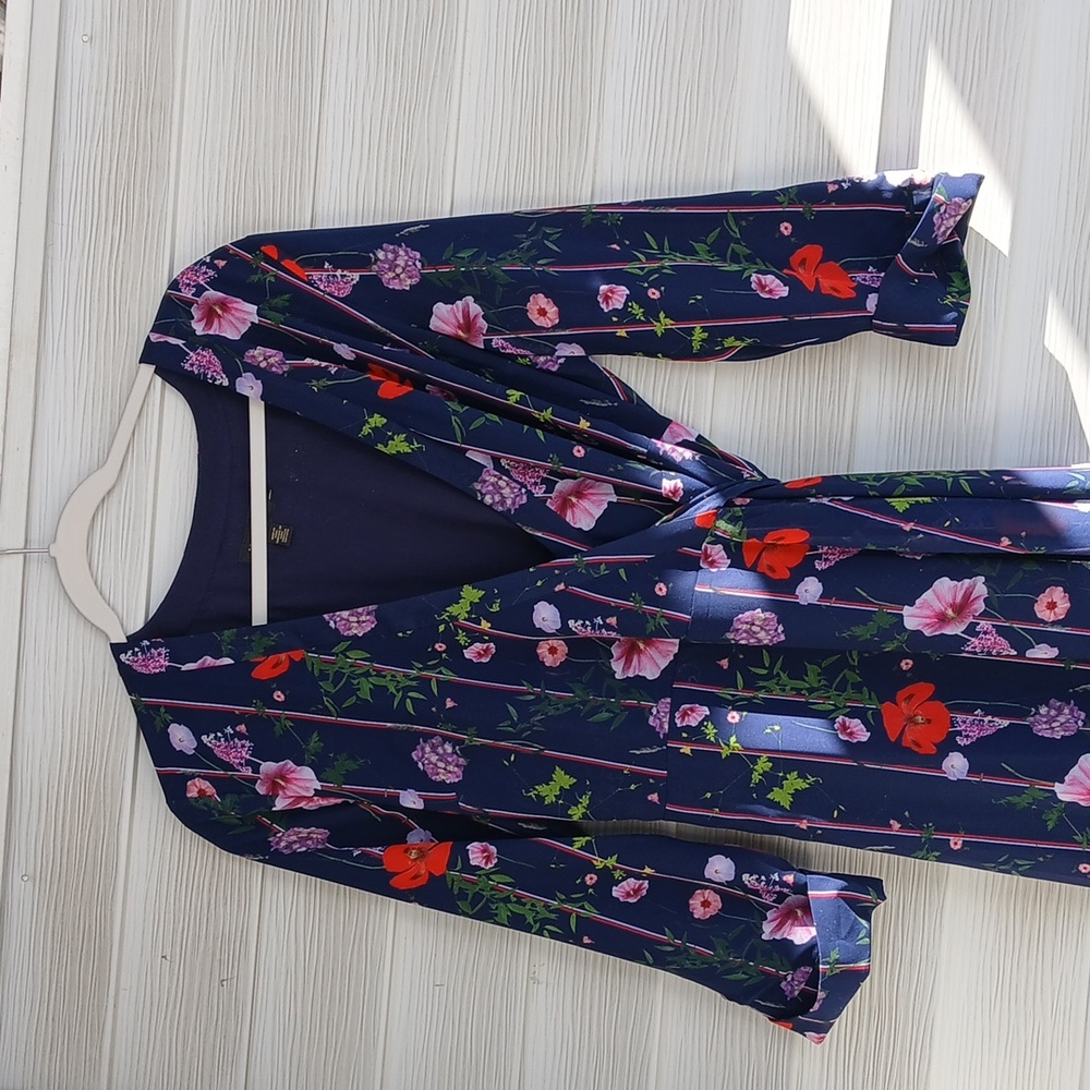 NWOT Ted Baker London Navy Floral Midi Dress - Picture 6 of 8